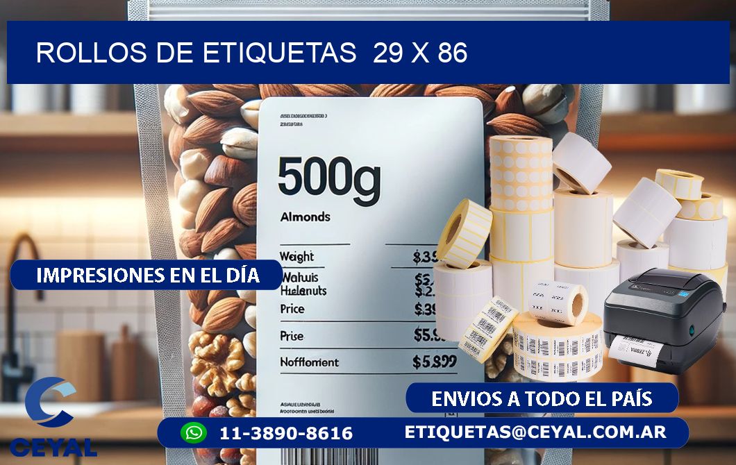 ROLLOS DE ETIQUETAS  29 x 86