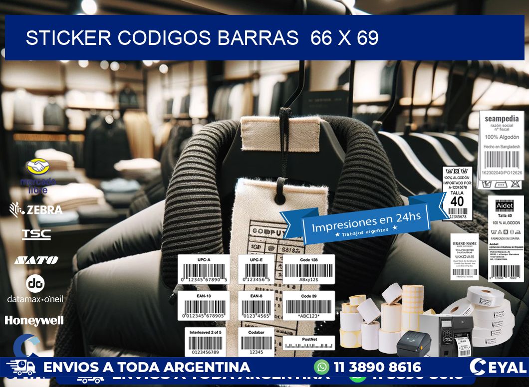 STICKER CODIGOS BARRAS  66 x 69