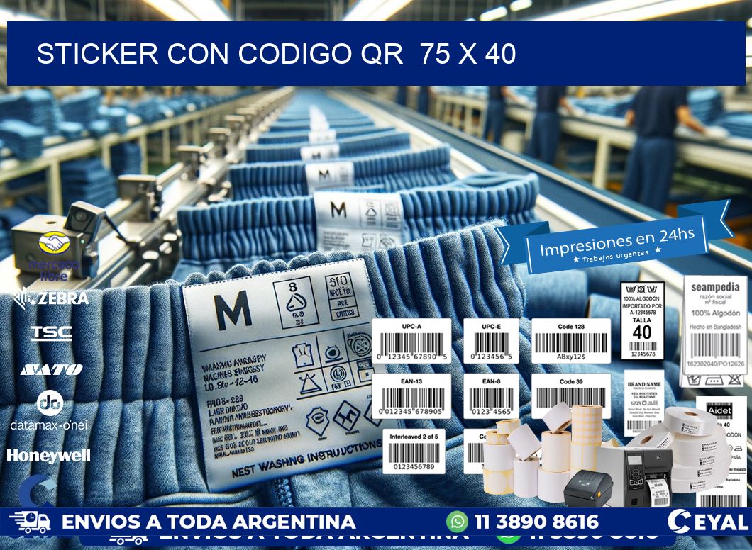 STICKER CON CODIGO QR  75 x 40