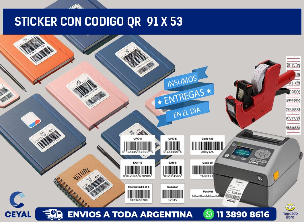 STICKER CON CODIGO QR  91 x 53