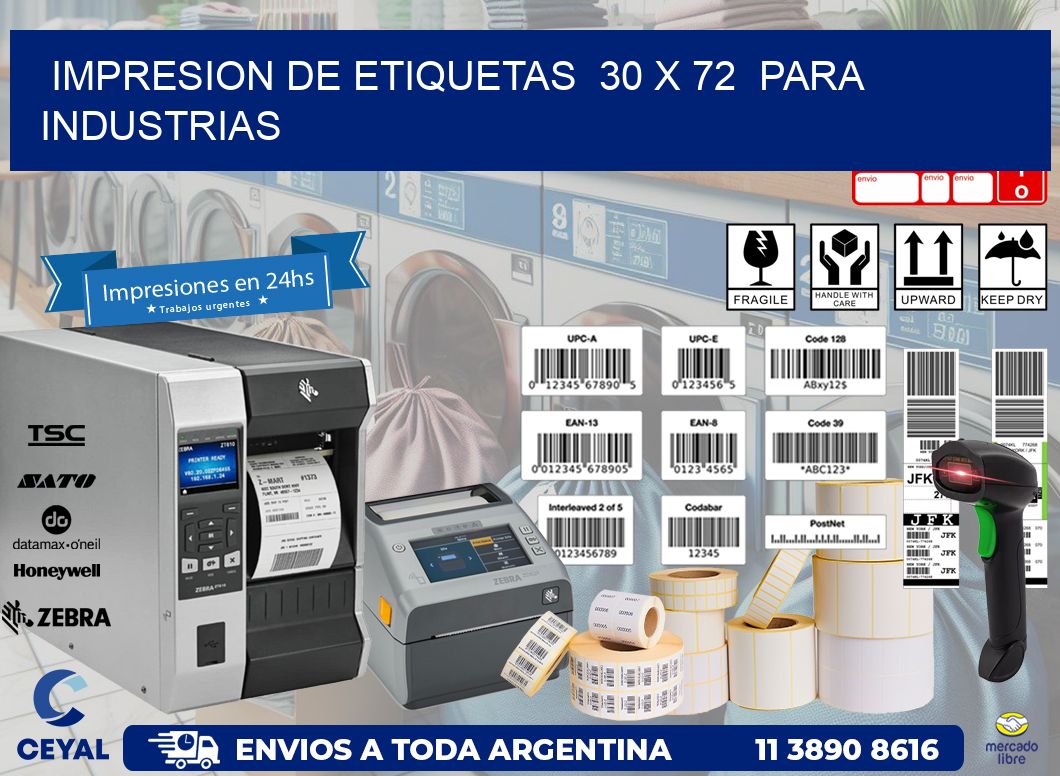 impresion de etiquetas  30 x 72  para industrias