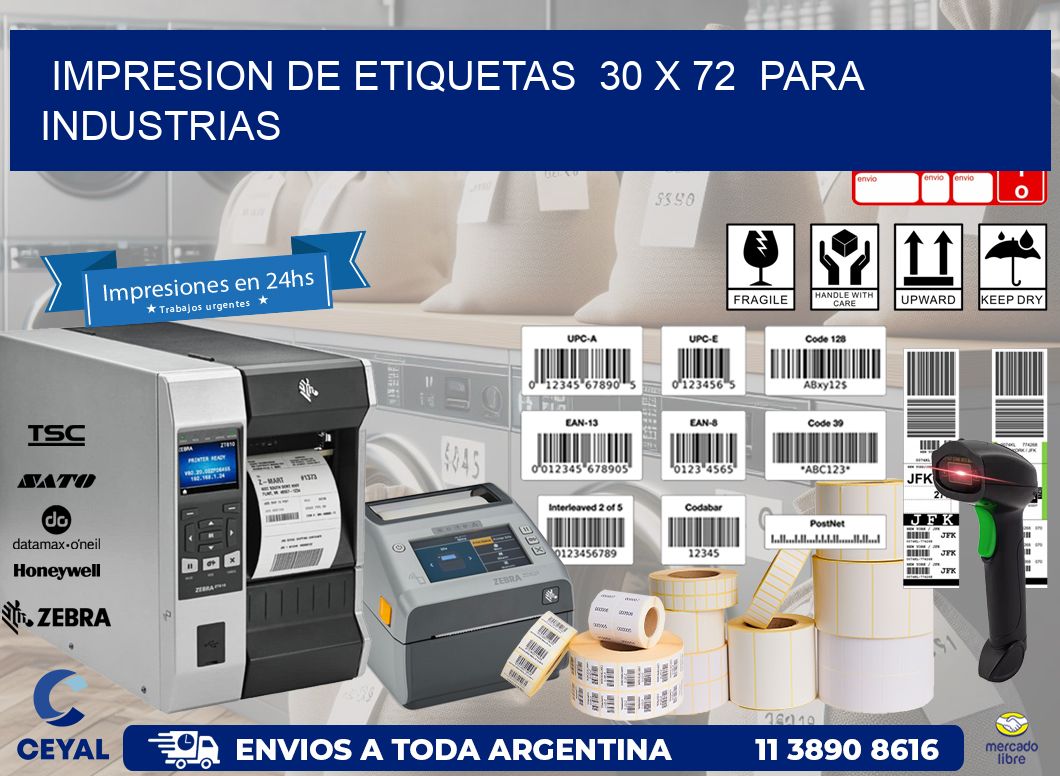 impresion de etiquetas  30 x 72  para industrias