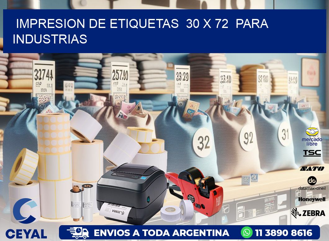 impresion de etiquetas  30 x 72  para industrias