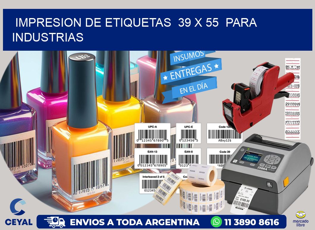 impresion de etiquetas  39 x 55  para industrias