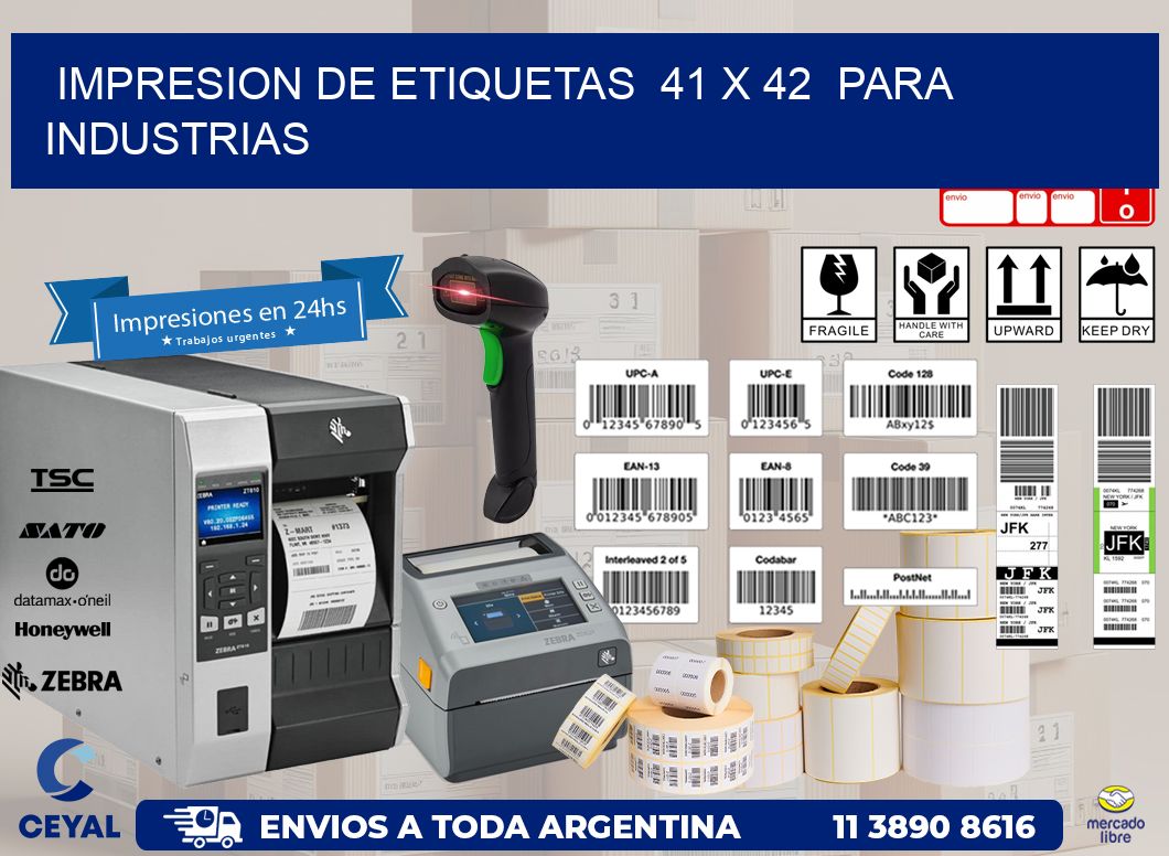 impresion de etiquetas  41 x 42  para industrias