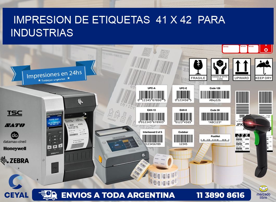 impresion de etiquetas  41 x 42  para industrias