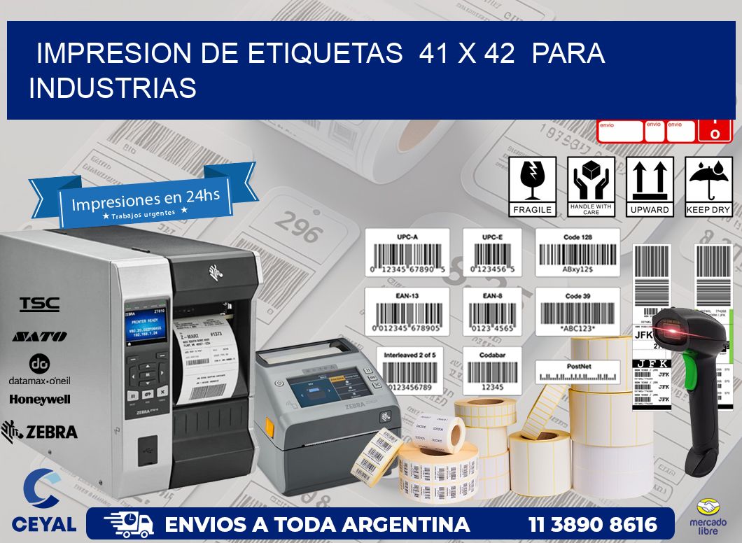 impresion de etiquetas  41 x 42  para industrias