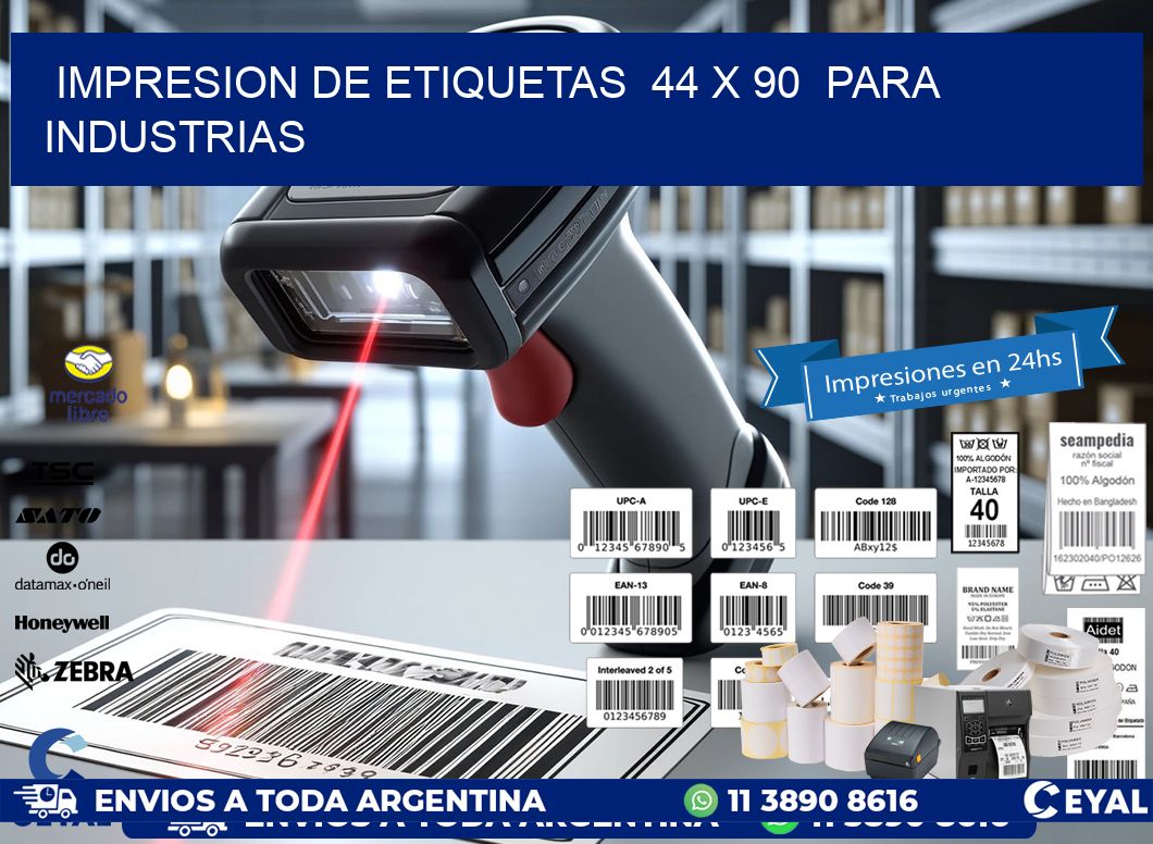 impresion de etiquetas  44 x 90  para industrias