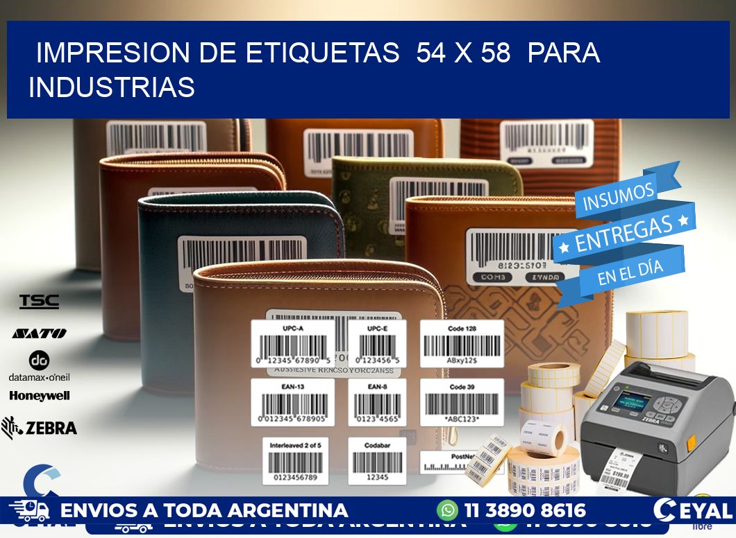 impresion de etiquetas  54 x 58  para industrias