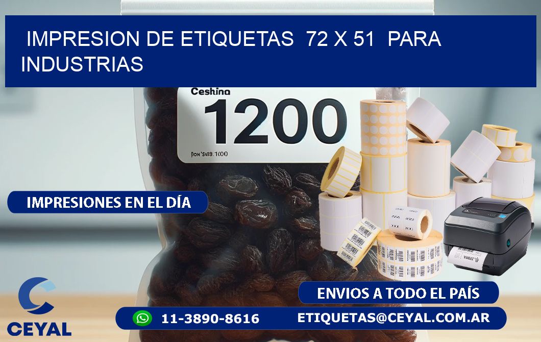 impresion de etiquetas  72 x 51  para industrias