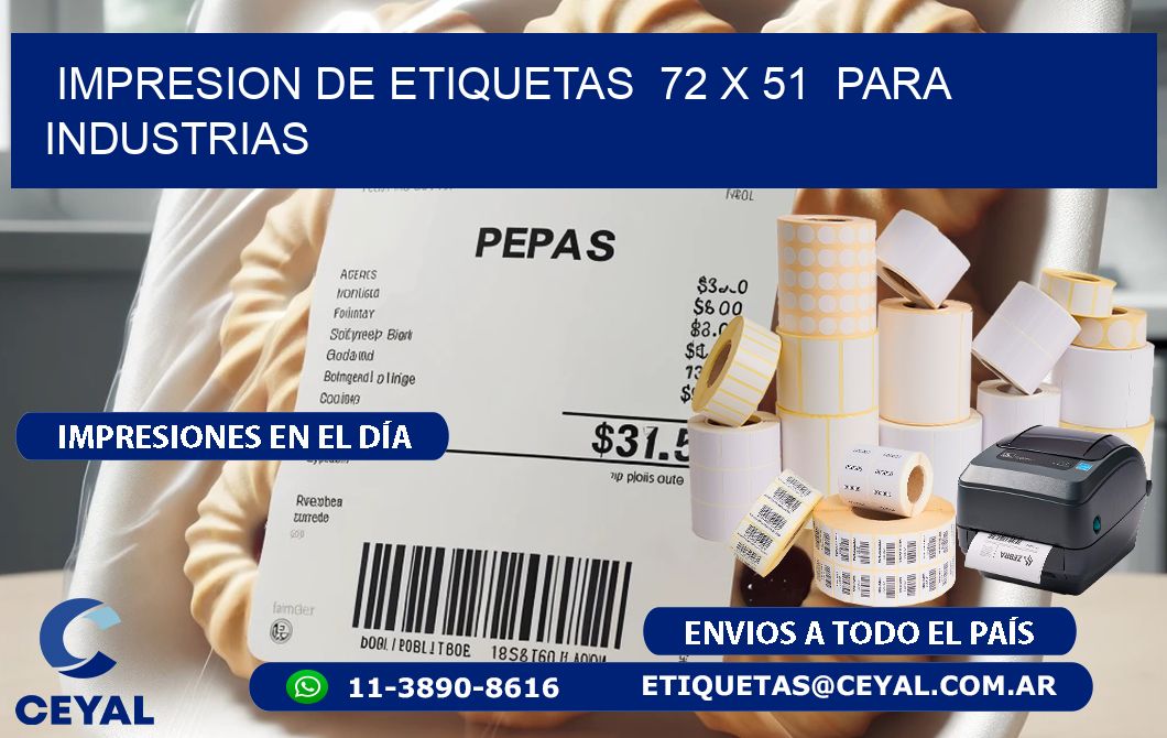 impresion de etiquetas  72 x 51  para industrias