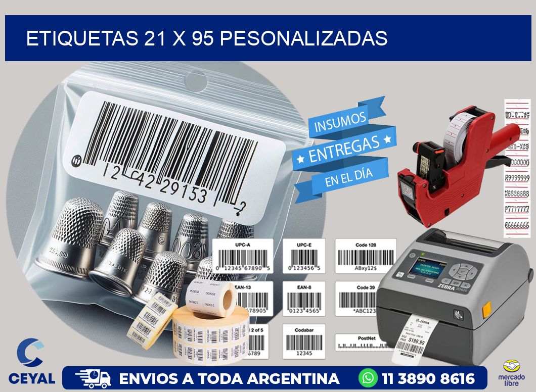 ETIQUETAS 21 x 95 PESONALIZADAS