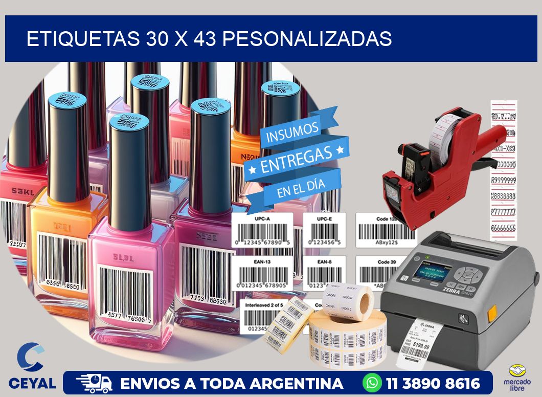 ETIQUETAS 30 x 43 PESONALIZADAS