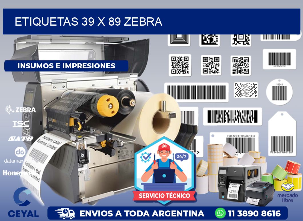 ETIQUETAS 39 x 89 ZEBRA