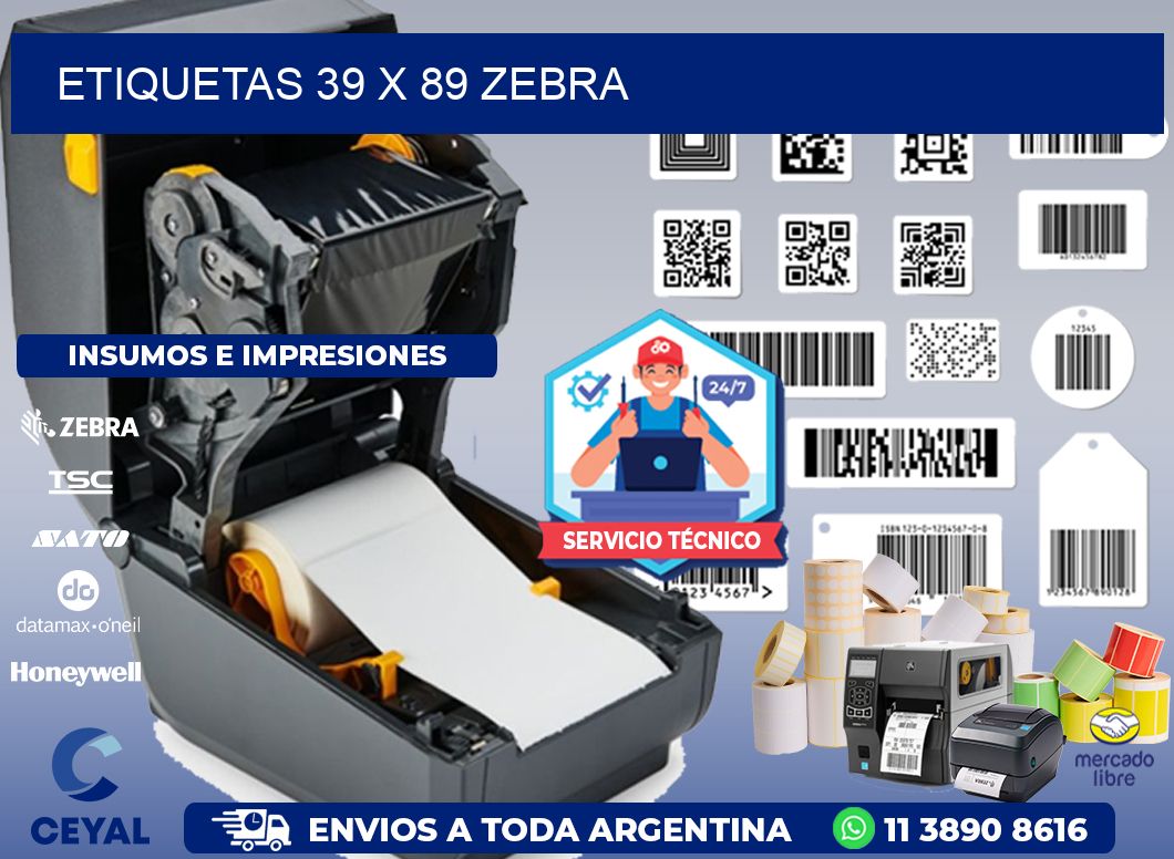 ETIQUETAS 39 x 89 ZEBRA