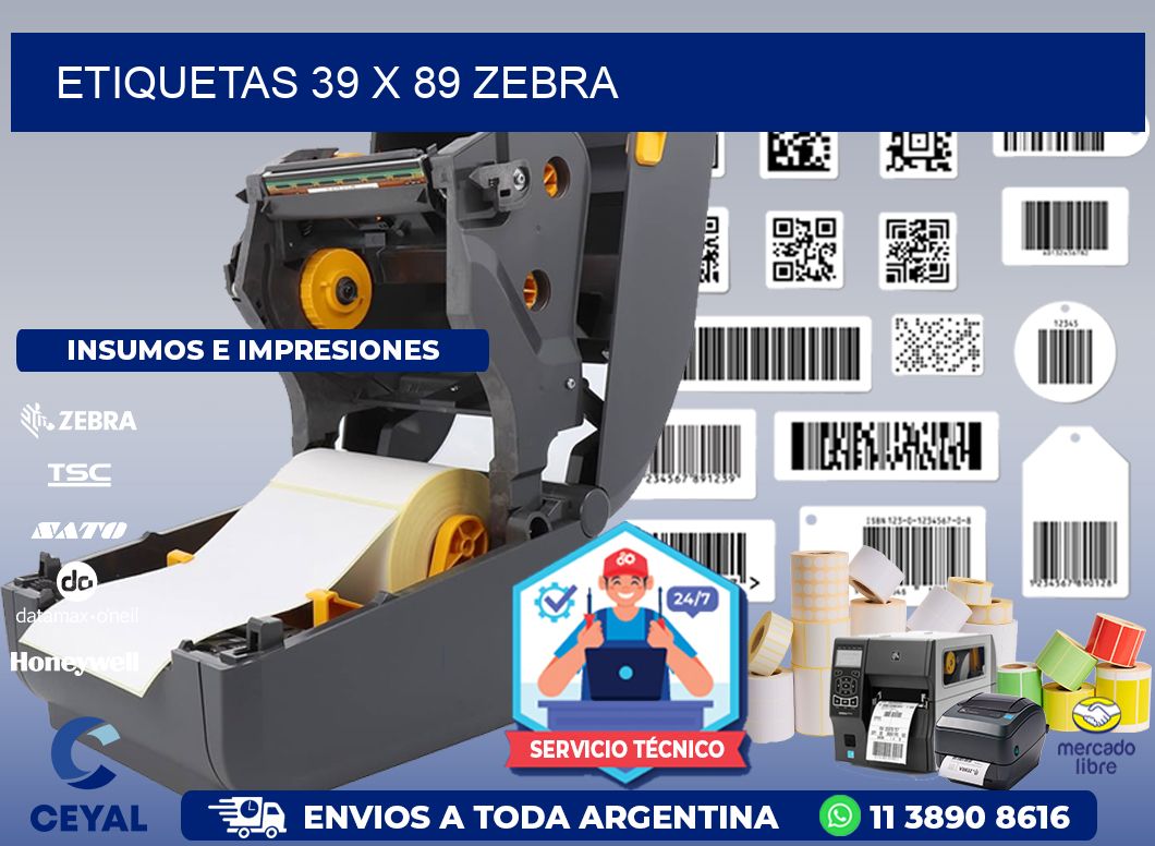 ETIQUETAS 39 x 89 ZEBRA