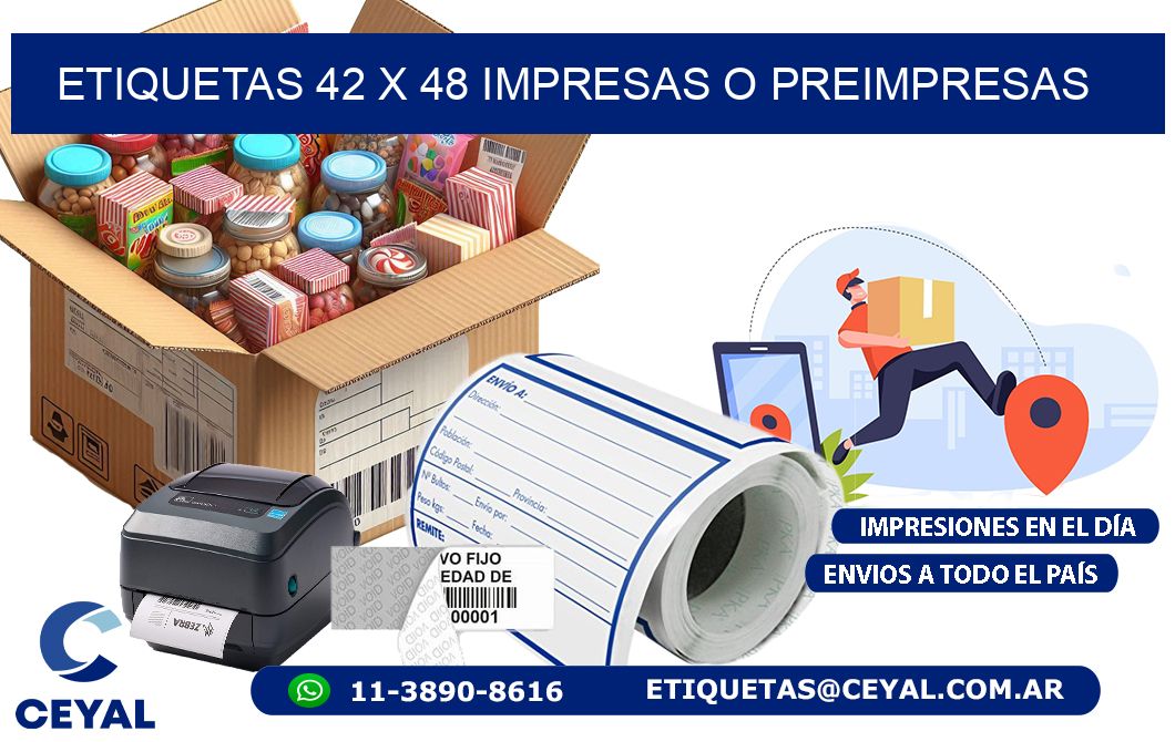 ETIQUETAS 42 x 48 IMPRESAS O PREIMPRESAS