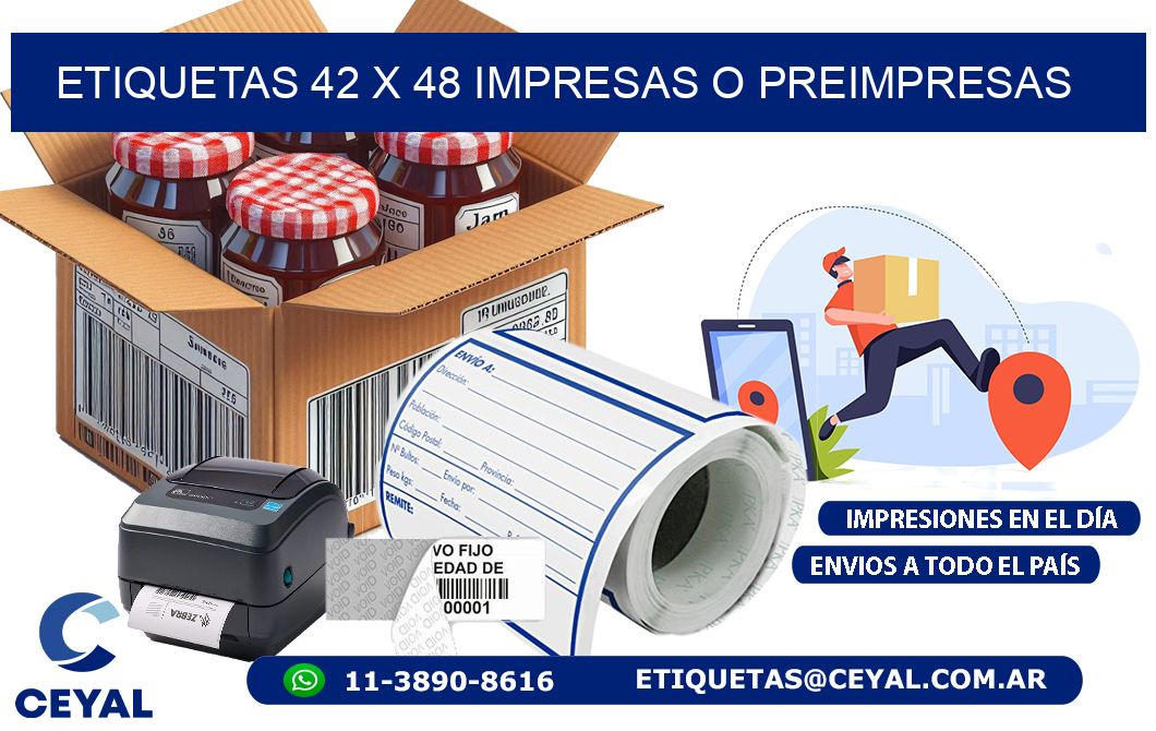 ETIQUETAS 42 x 48 IMPRESAS O PREIMPRESAS
