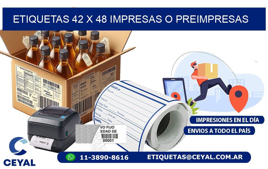 ETIQUETAS 42 x 48 IMPRESAS O PREIMPRESAS