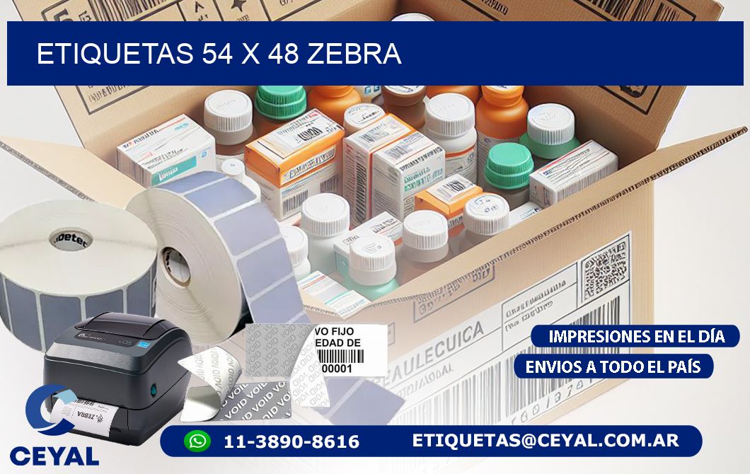 ETIQUETAS 54 x 48 ZEBRA