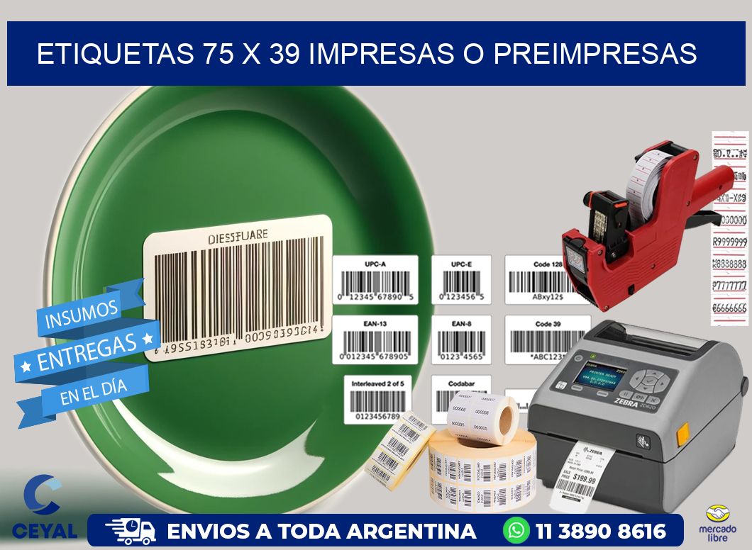ETIQUETAS 75 x 39 IMPRESAS O PREIMPRESAS
