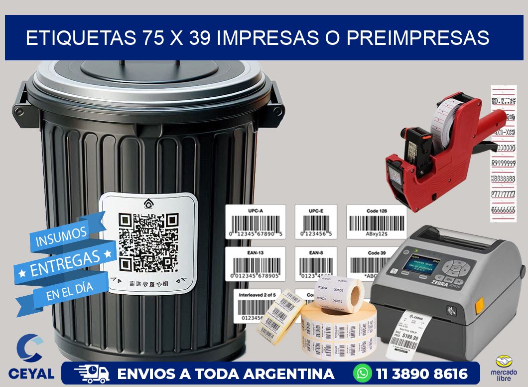 ETIQUETAS 75 x 39 IMPRESAS O PREIMPRESAS