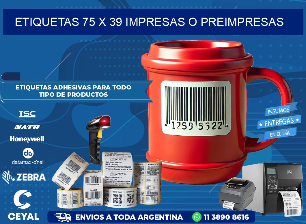 ETIQUETAS 75 x 39 IMPRESAS O PREIMPRESAS