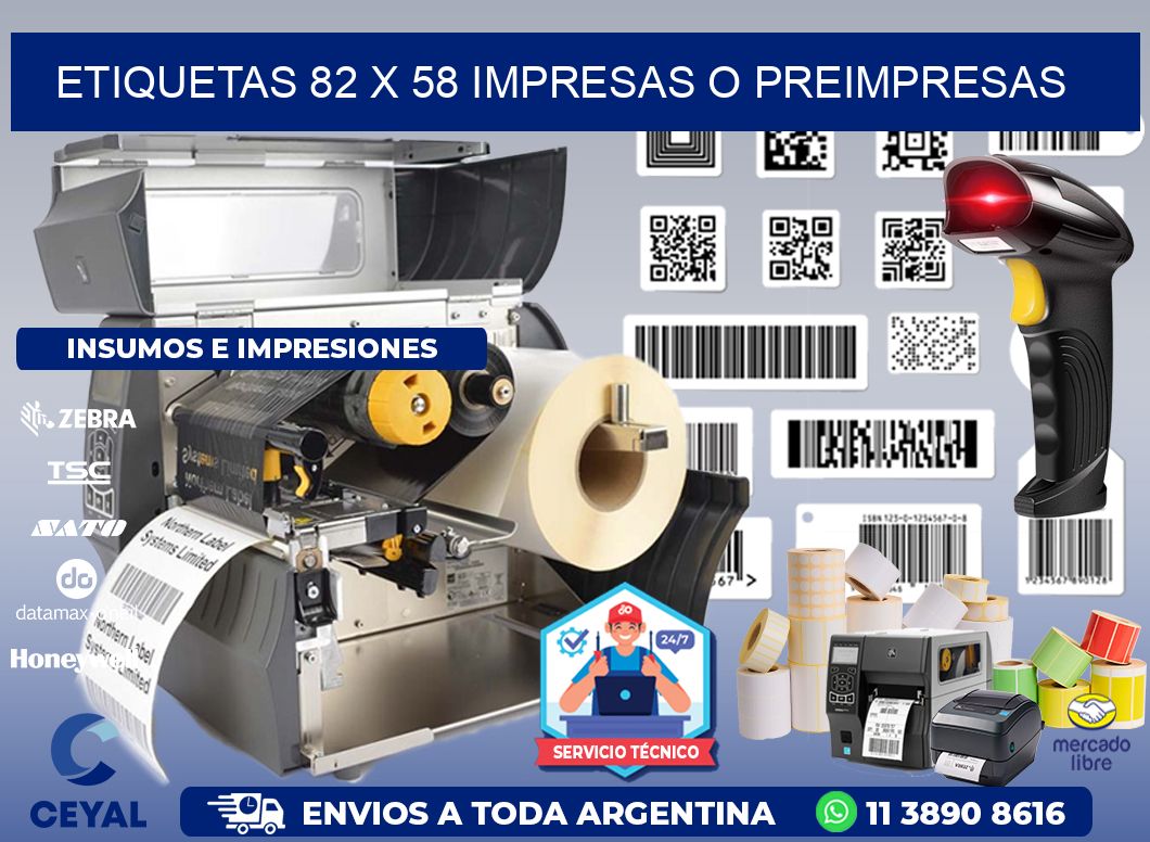 ETIQUETAS 82 x 58 IMPRESAS O PREIMPRESAS