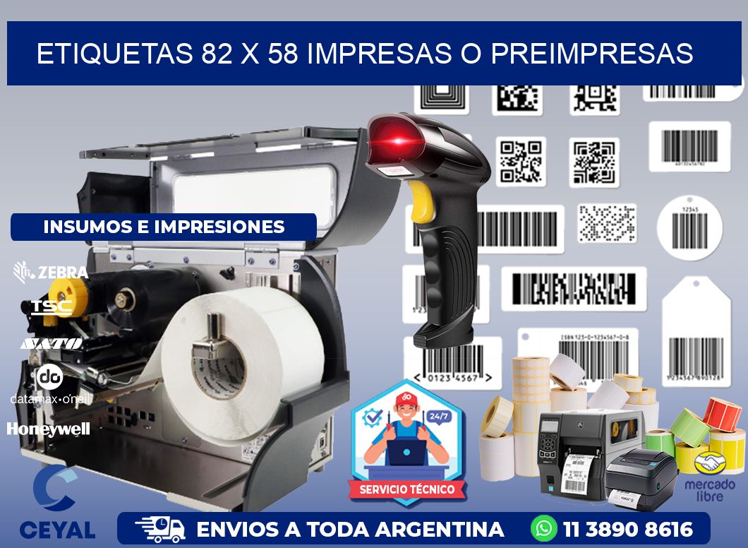 ETIQUETAS 82 x 58 IMPRESAS O PREIMPRESAS