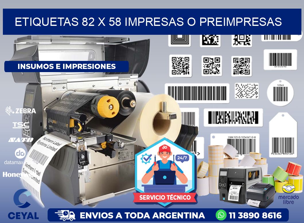 ETIQUETAS 82 x 58 IMPRESAS O PREIMPRESAS