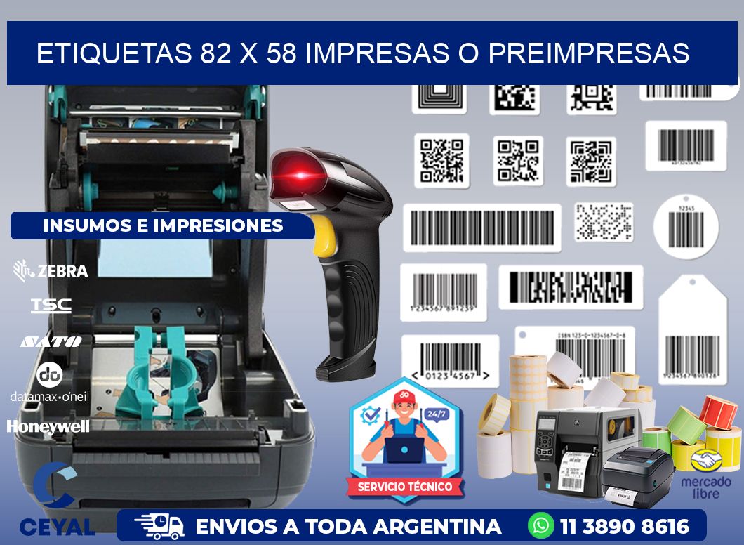 ETIQUETAS 82 x 58 IMPRESAS O PREIMPRESAS