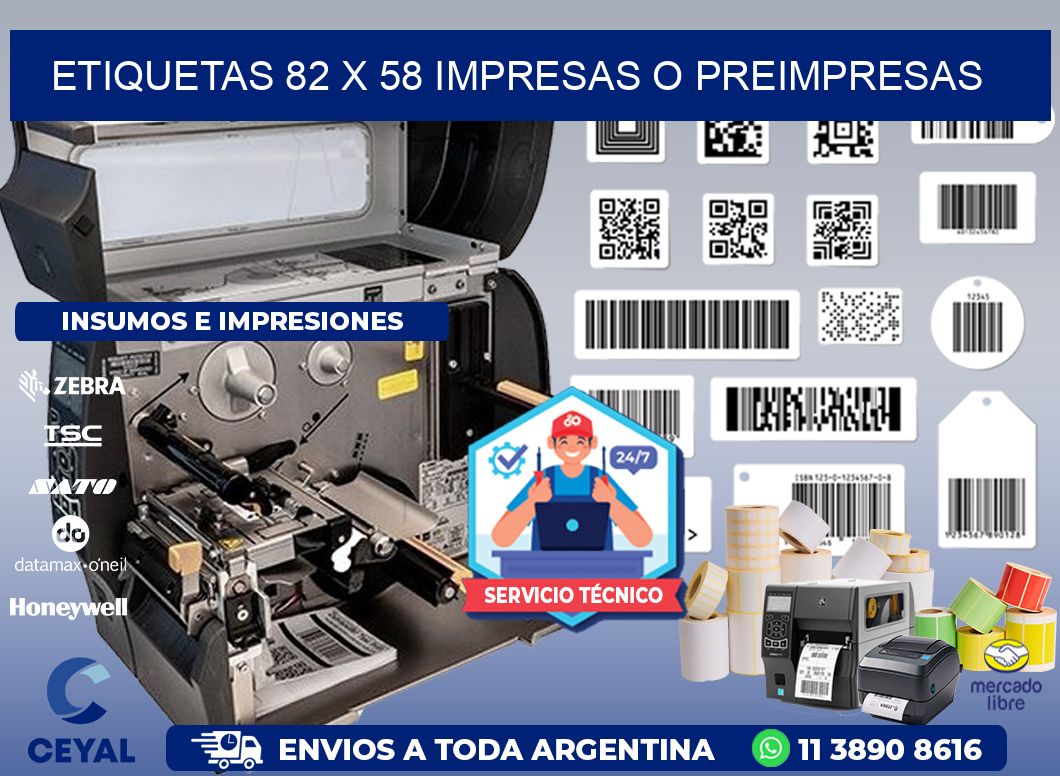 ETIQUETAS 82 x 58 IMPRESAS O PREIMPRESAS