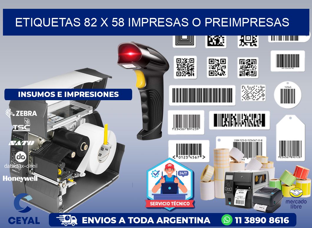 ETIQUETAS 82 x 58 IMPRESAS O PREIMPRESAS