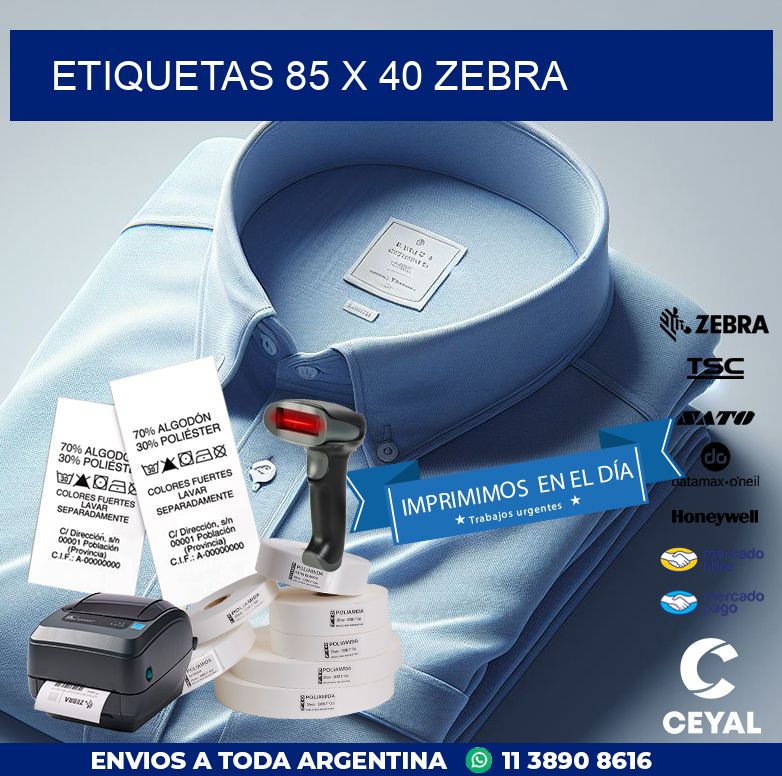 ETIQUETAS 85 x 40 ZEBRA