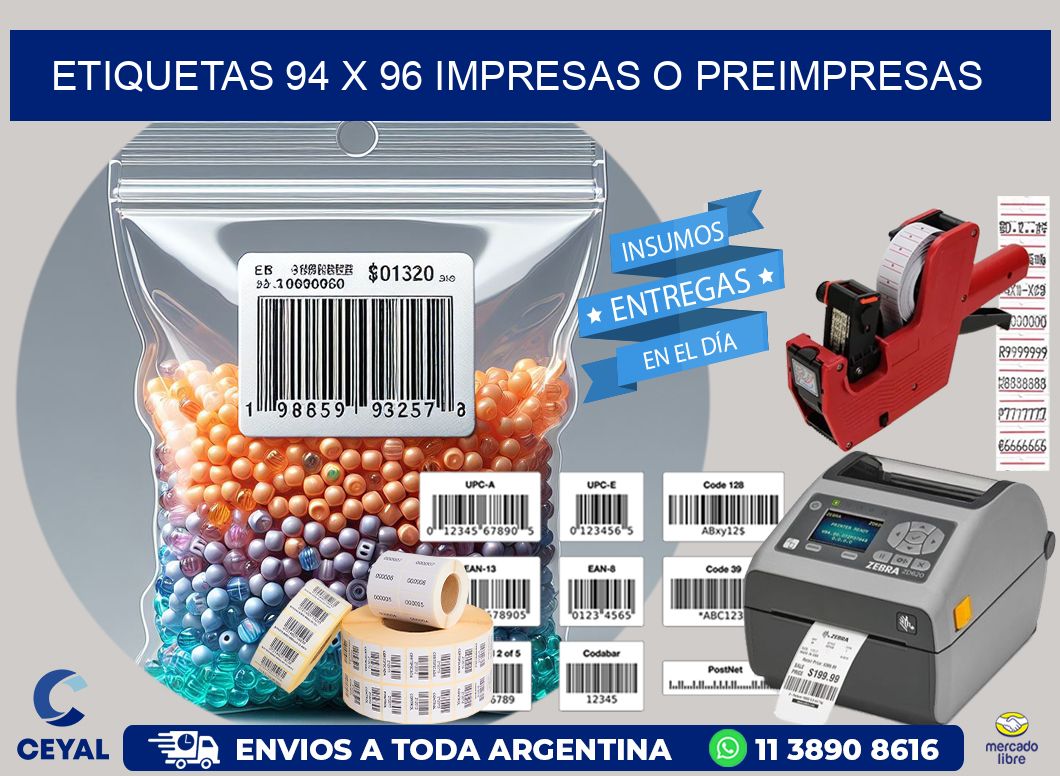 ETIQUETAS 94 x 96 IMPRESAS O PREIMPRESAS