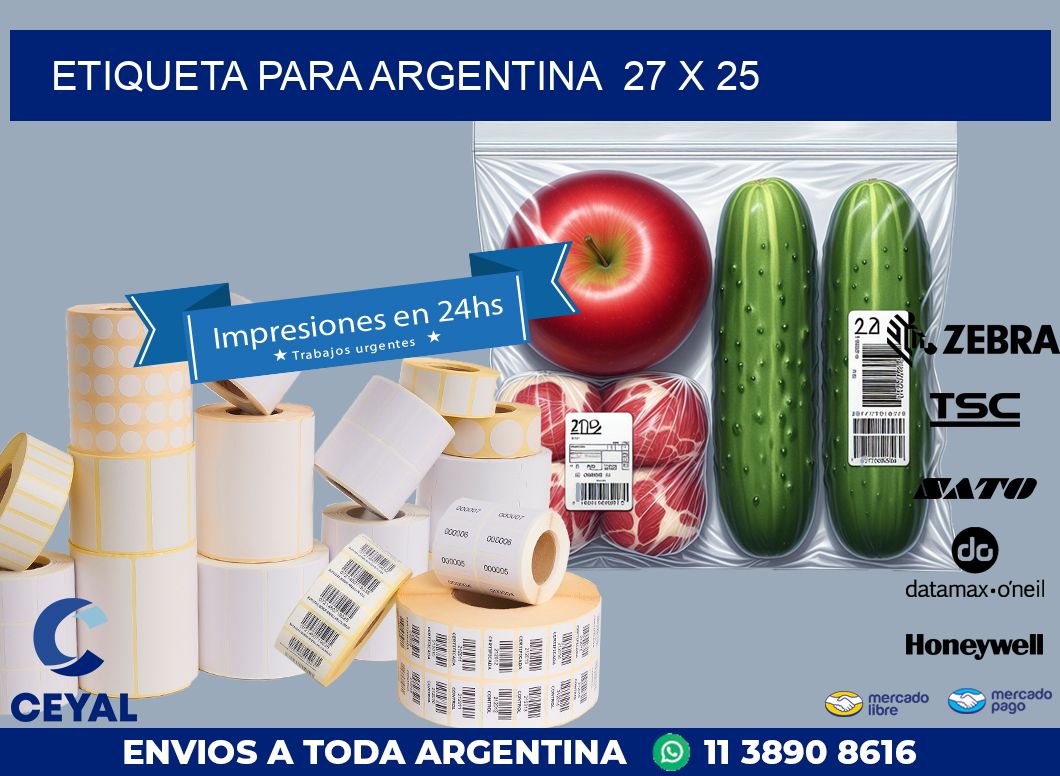 etiqueta para Argentina  27 x 25