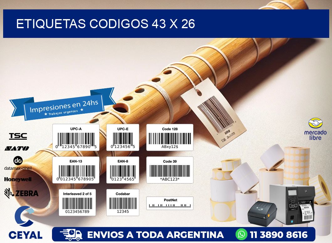 etiquetas codigos 43 x 26