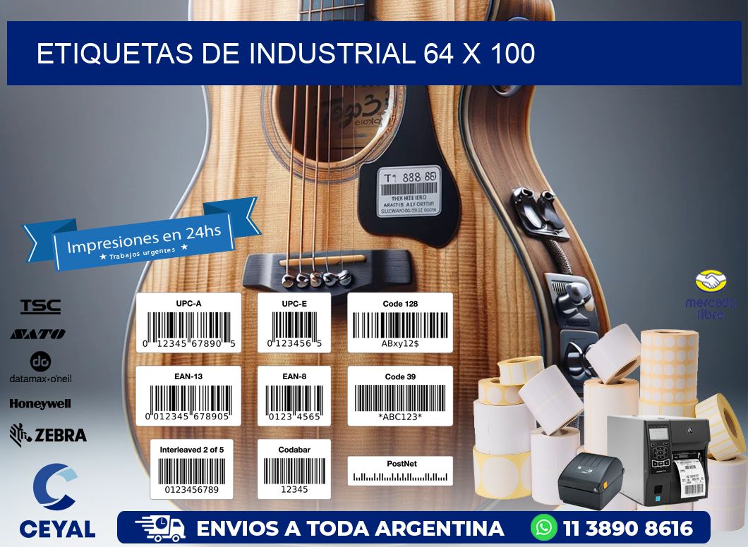 etiquetas de industrial 64 x 100