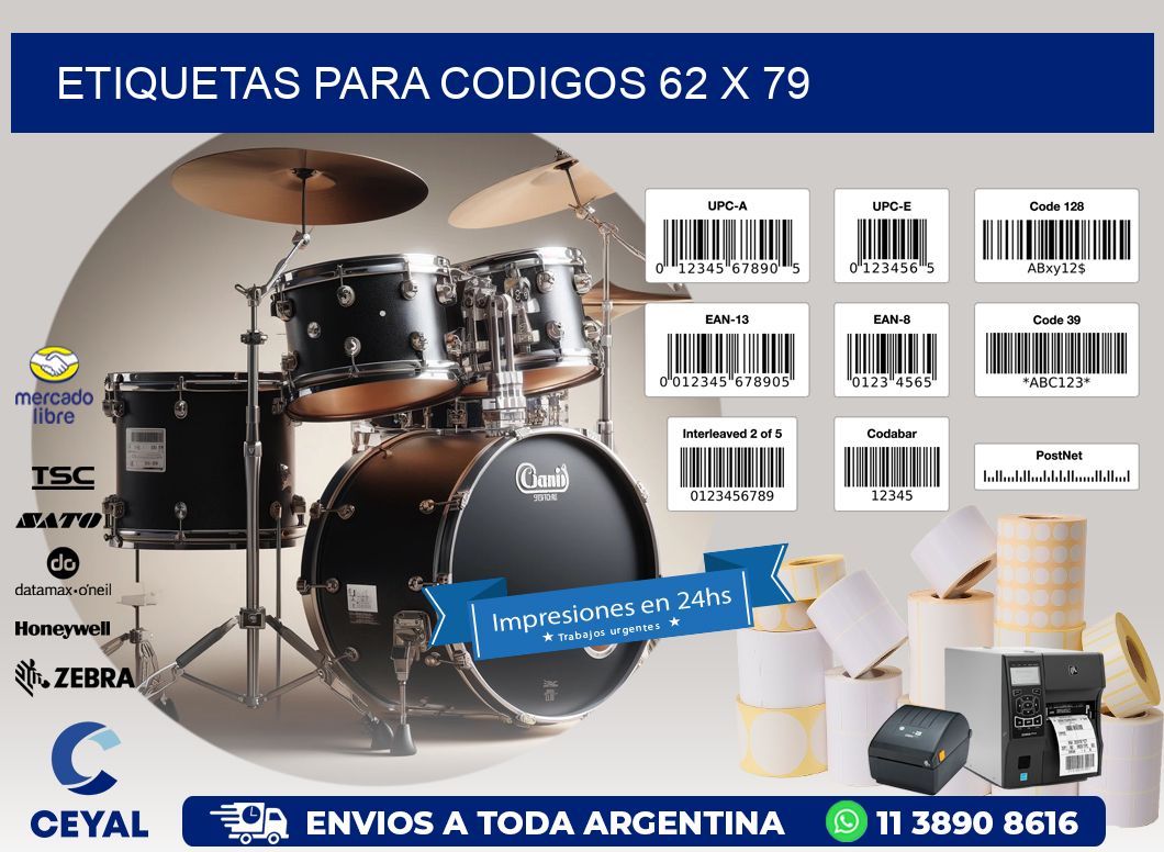 etiquetas para codigos 62 x 79