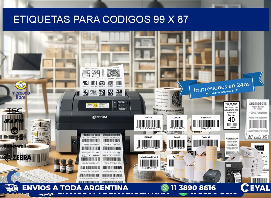 etiquetas para codigos 99 x 87