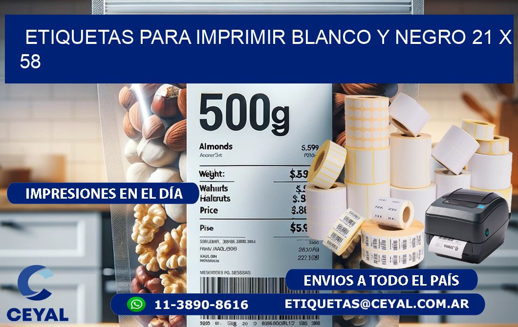 etiquetas para imprimir blanco y negro 21 x 58