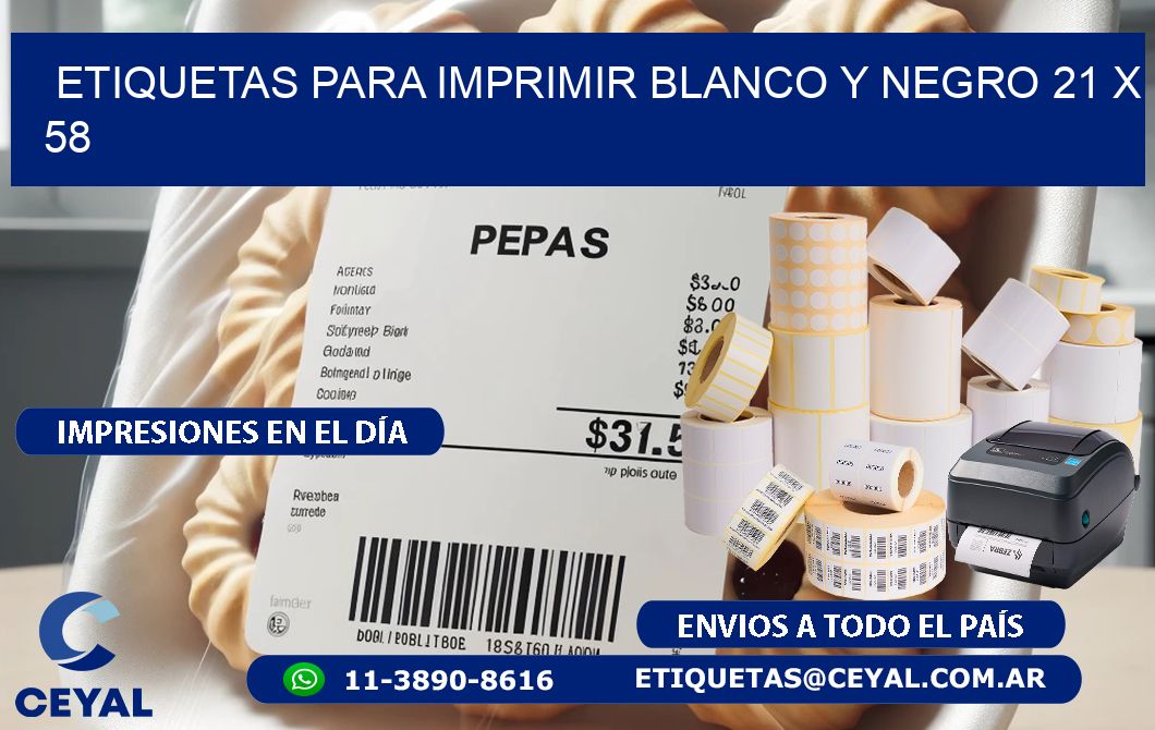etiquetas para imprimir blanco y negro 21 x 58