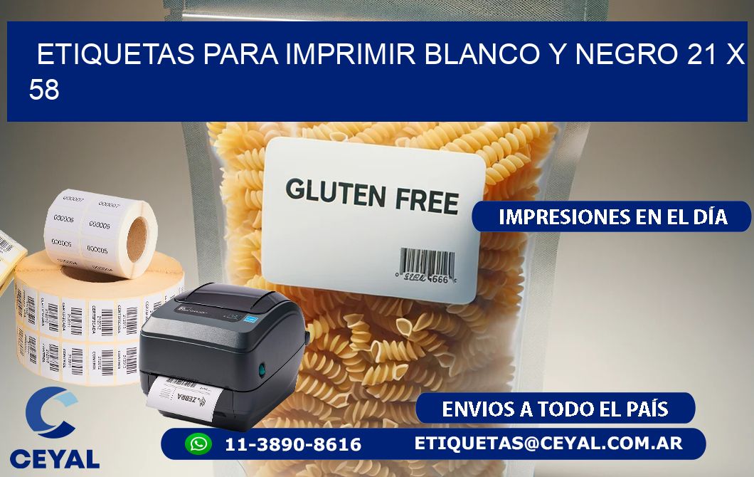 etiquetas para imprimir blanco y negro 21 x 58