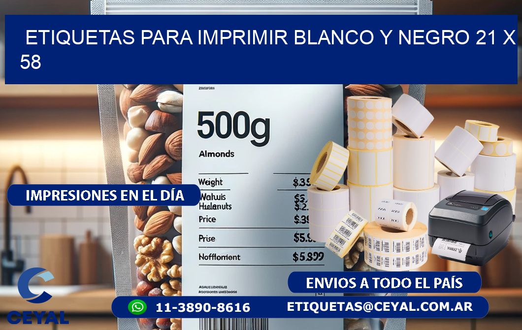 etiquetas para imprimir blanco y negro 21 x 58