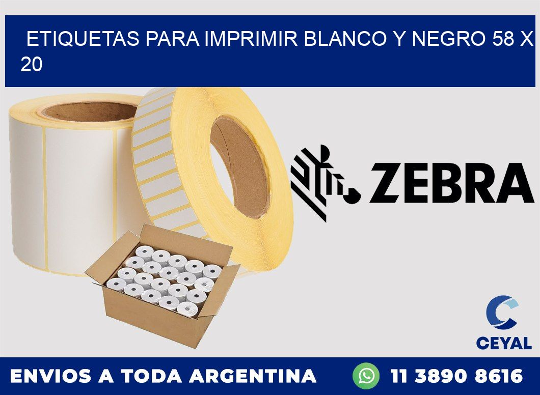 etiquetas para imprimir blanco y negro 58 x 20