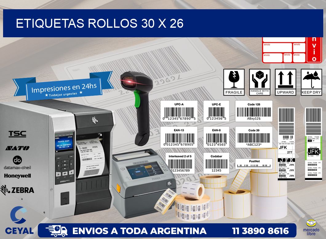etiquetas rollos 30 x 26