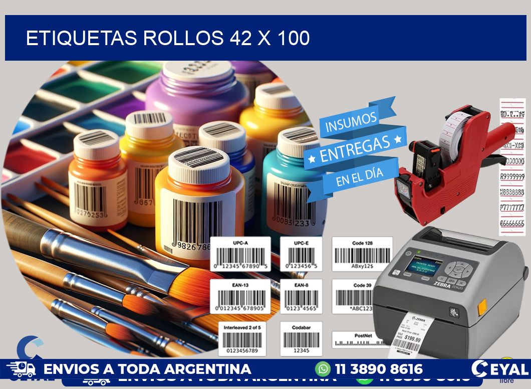 etiquetas rollos 42 x 100