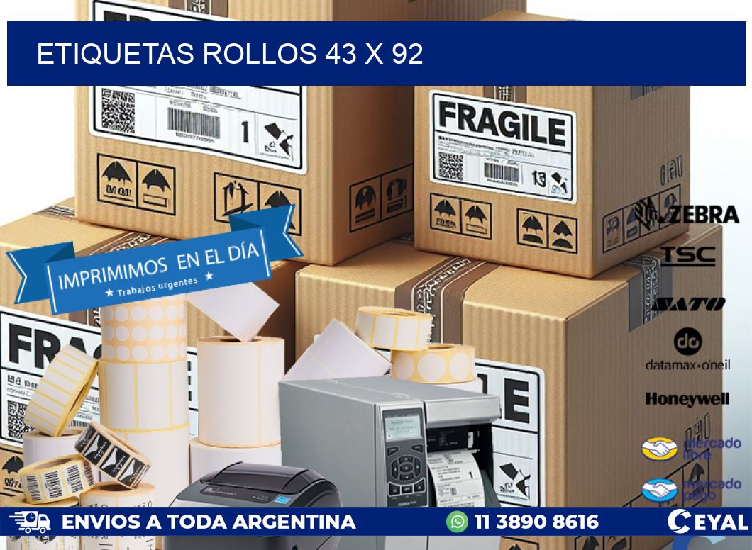 etiquetas rollos 43 x 92