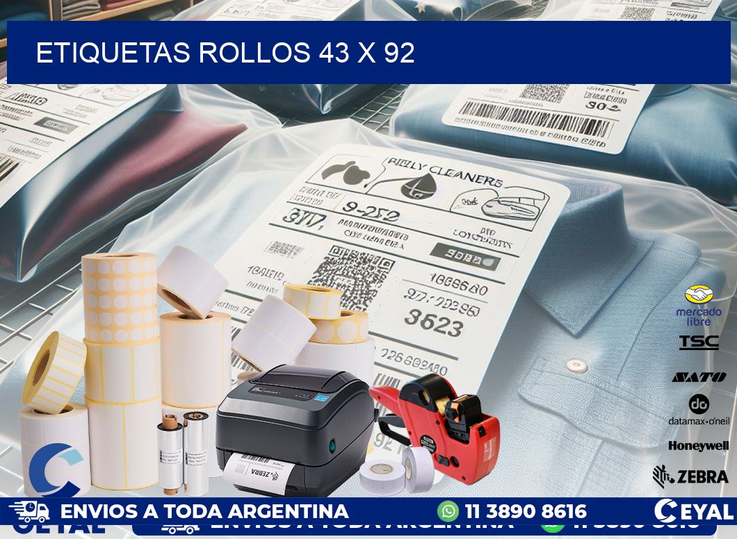 etiquetas rollos 43 x 92