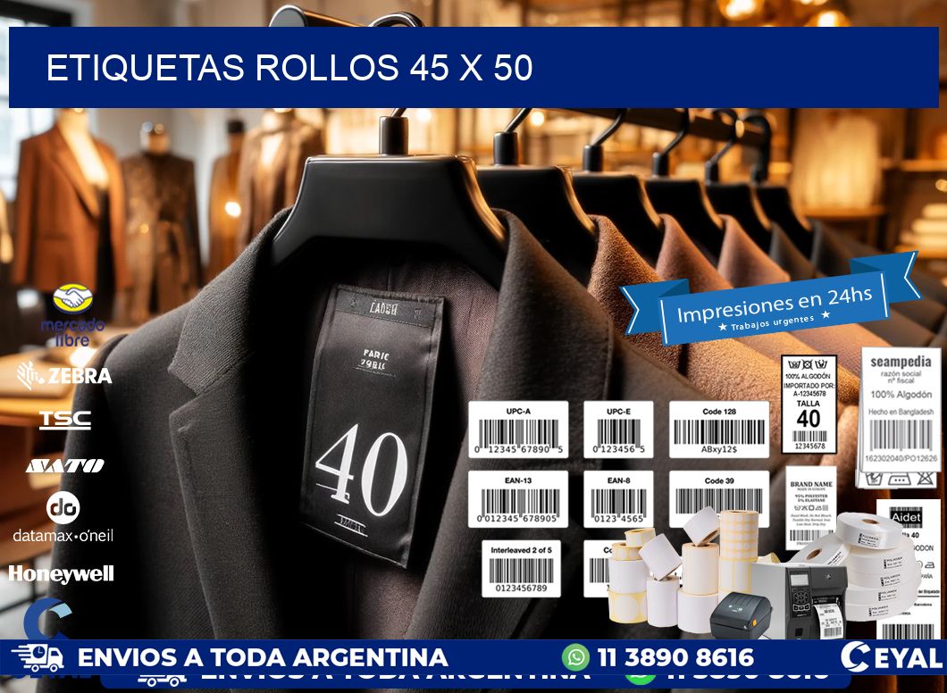 etiquetas rollos 45 x 50